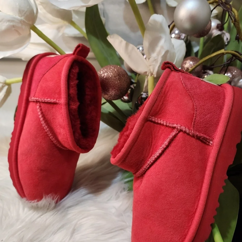 Ugg Classic Ultra Mini Big Little kid red boots New